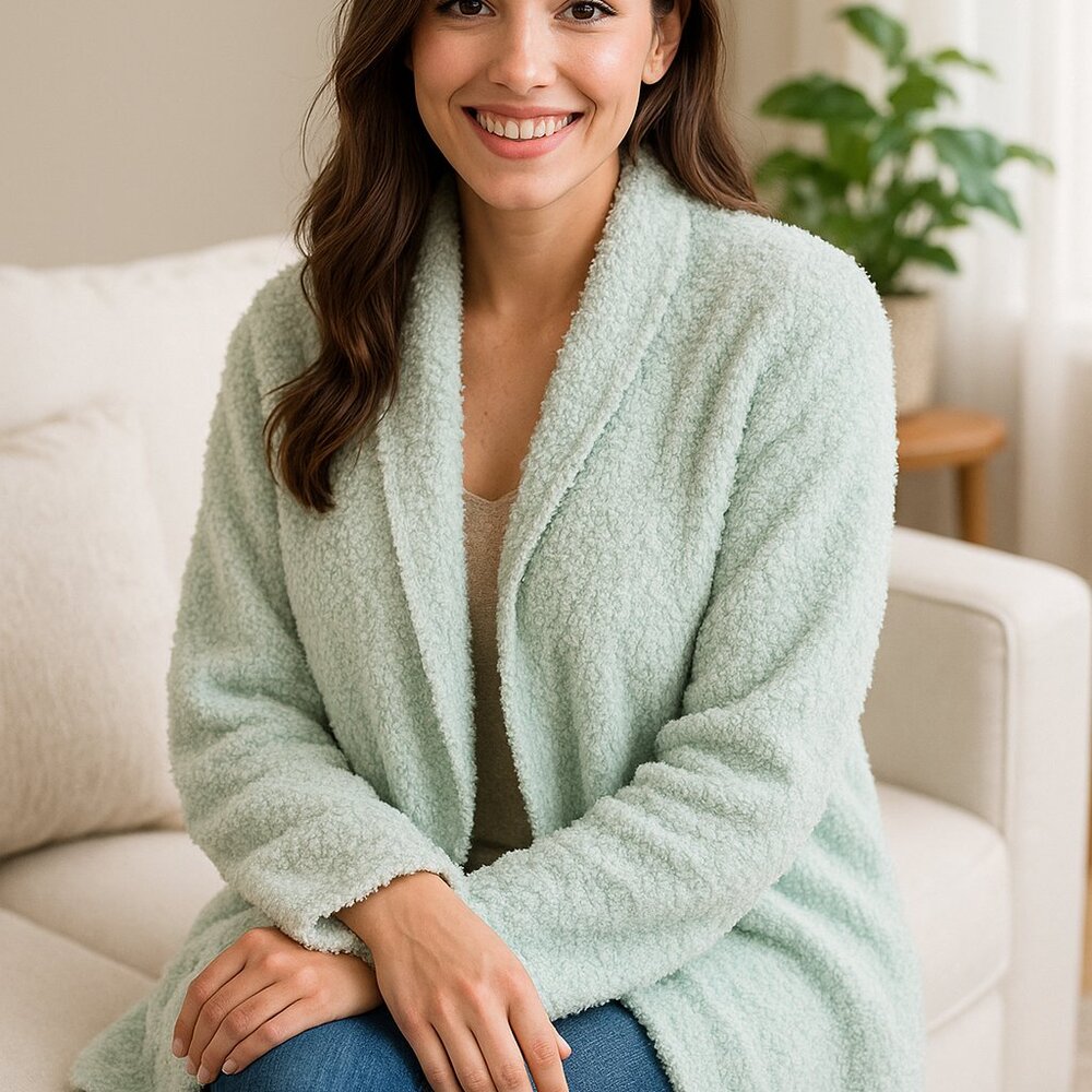 *NWT* Soft Surroundings Soft Blue Cozy Up Cardi Size L - Cozycore, Cabincore